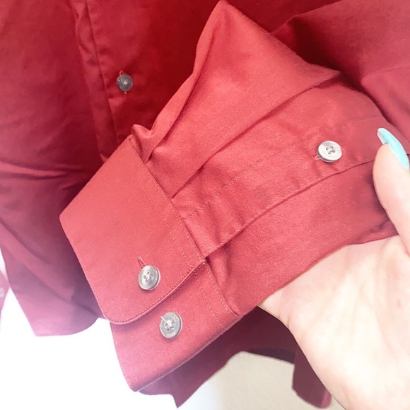 Perry Ellis Red Business Casual Men's Button Front Dress Shirt - Picture 3 of 7
